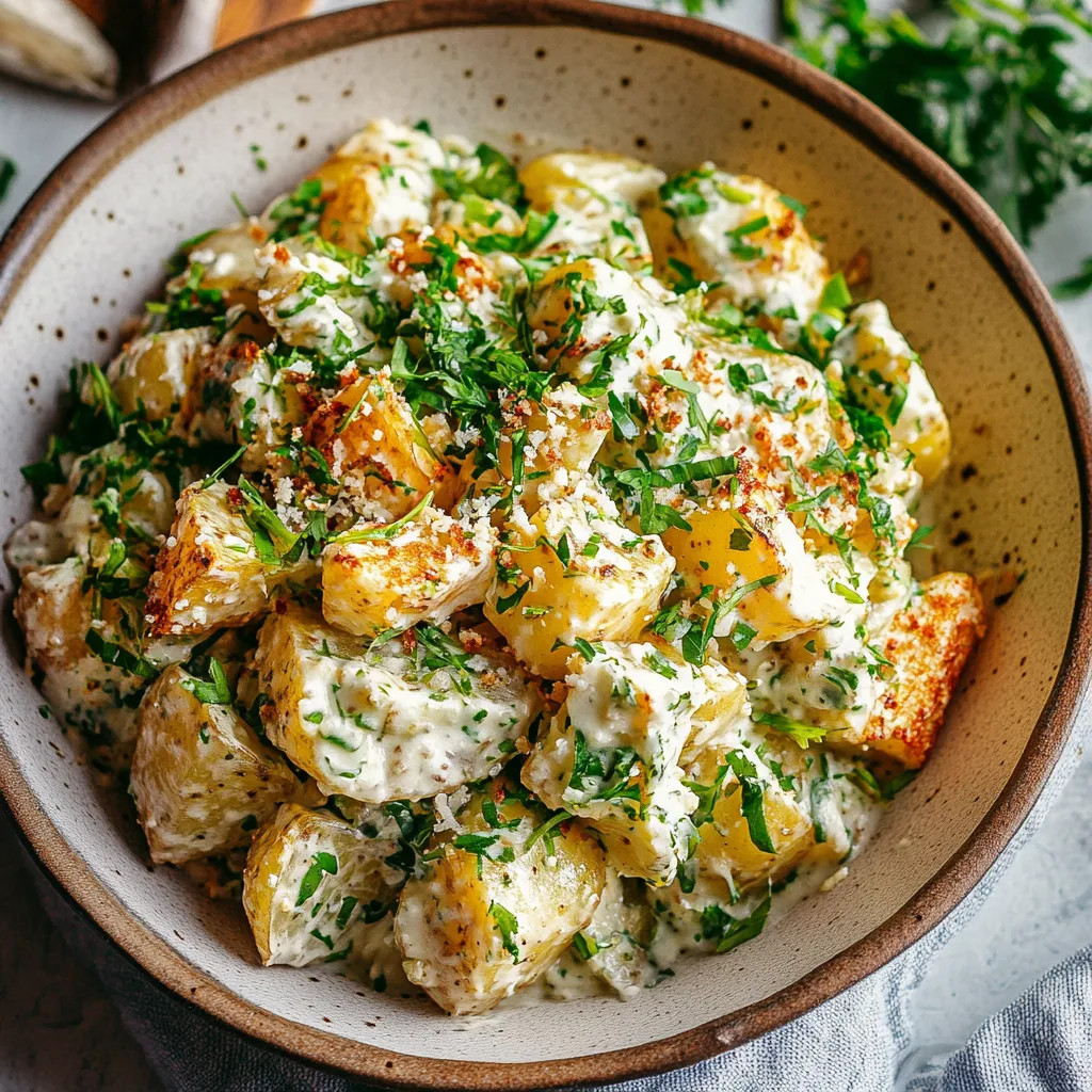 smashed baby potato salad