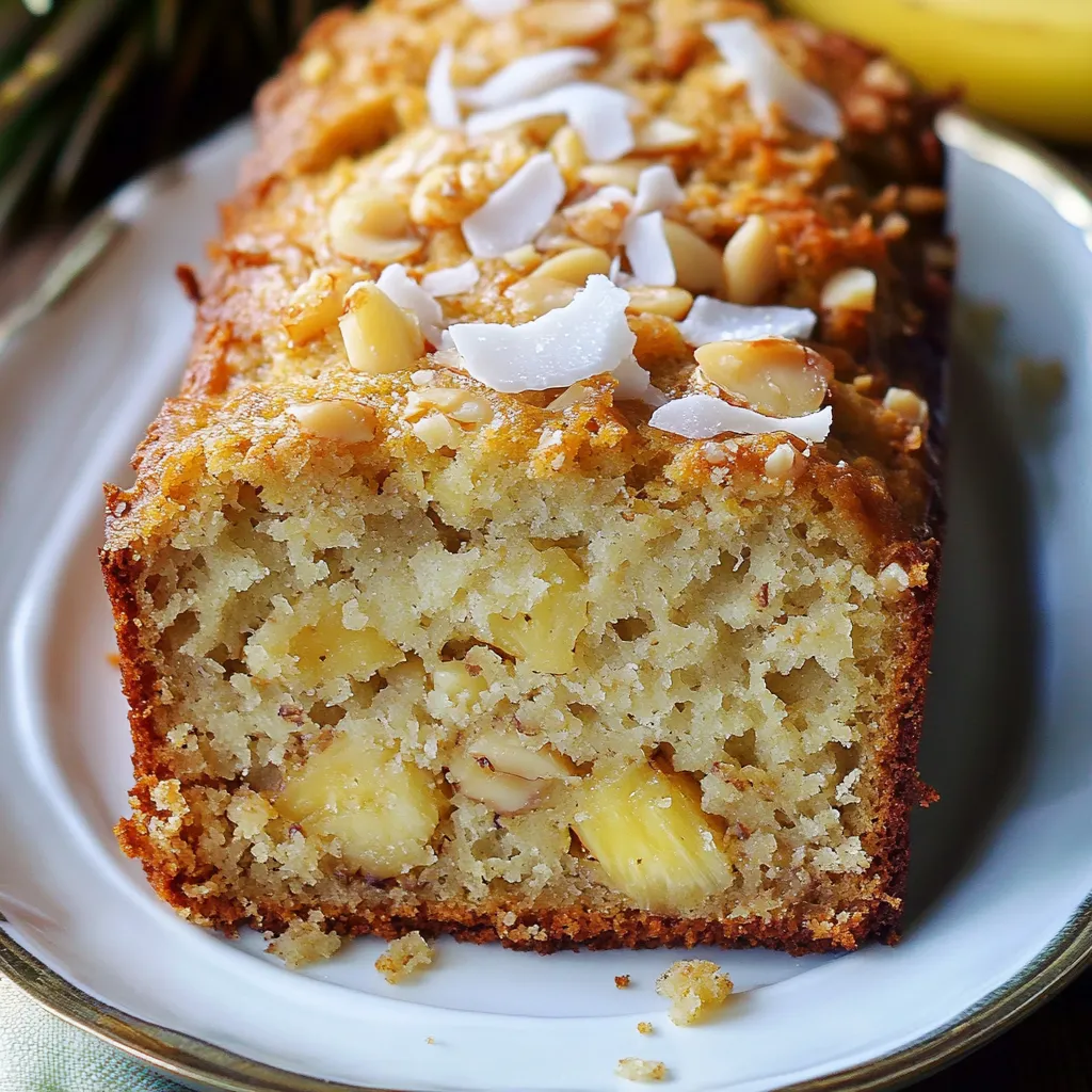 Easy Hawaiian Banana Bread with Pineapple, Coconut & Macadamia Nuts