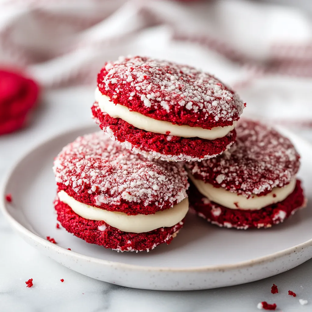 Yummy Red Velvet Sandwich Cookies with Cream Cheese Frosting