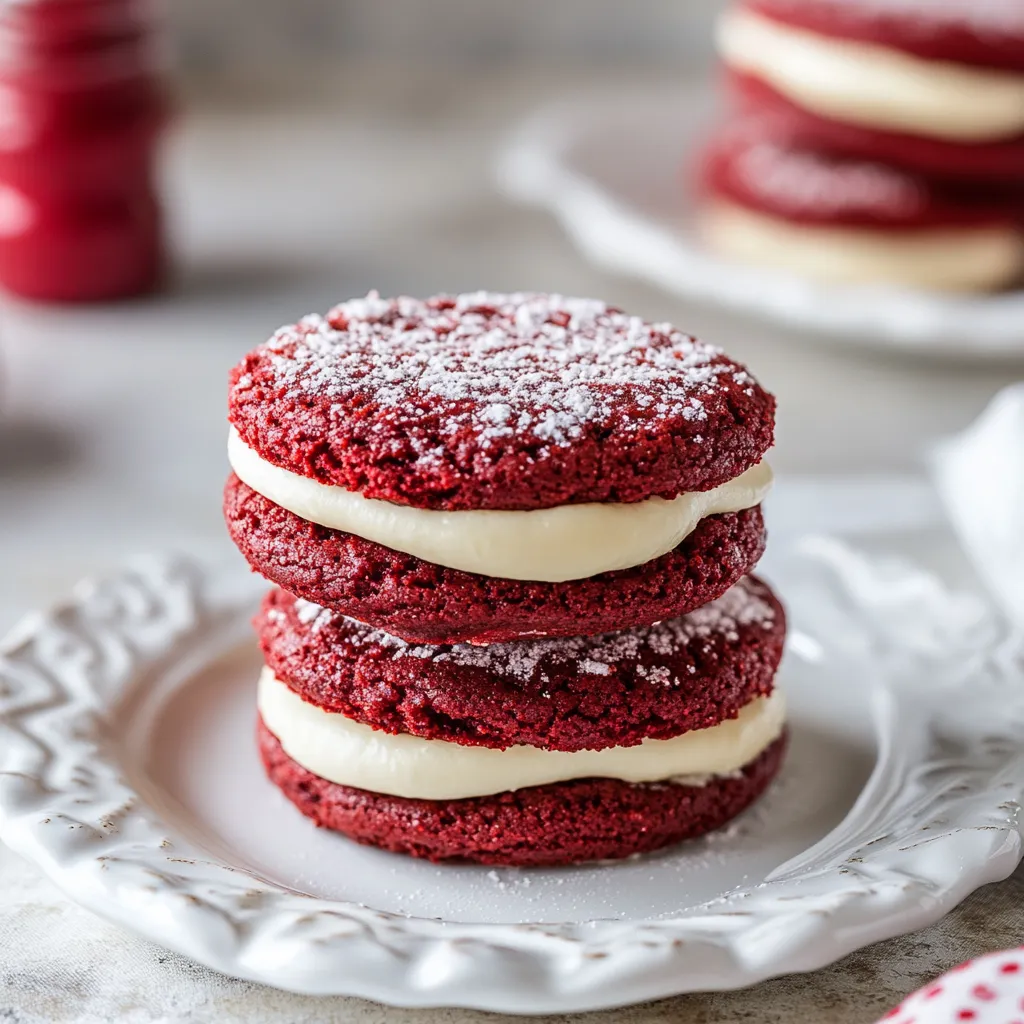 Easy Red Velvet Sandwich Cookies with Cream Cheese Frosting