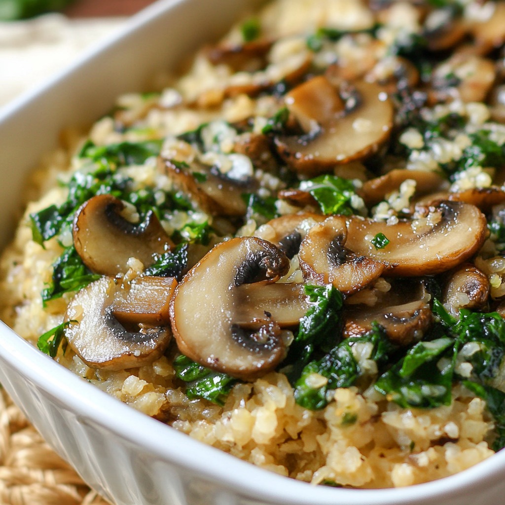 yummy Low Carb Mushroom & Spinach Cauliflower Rice