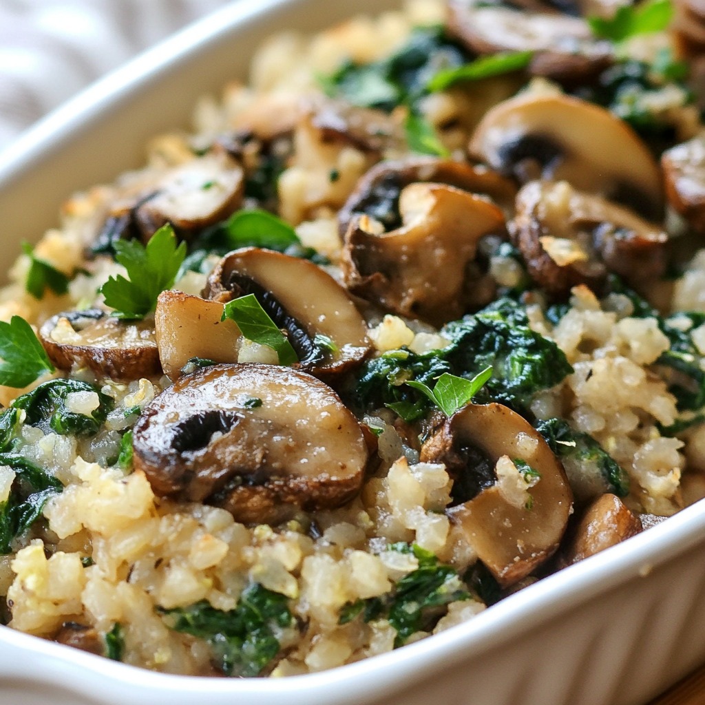 Easy Low Carb Mushroom & Spinach Cauliflower Rice