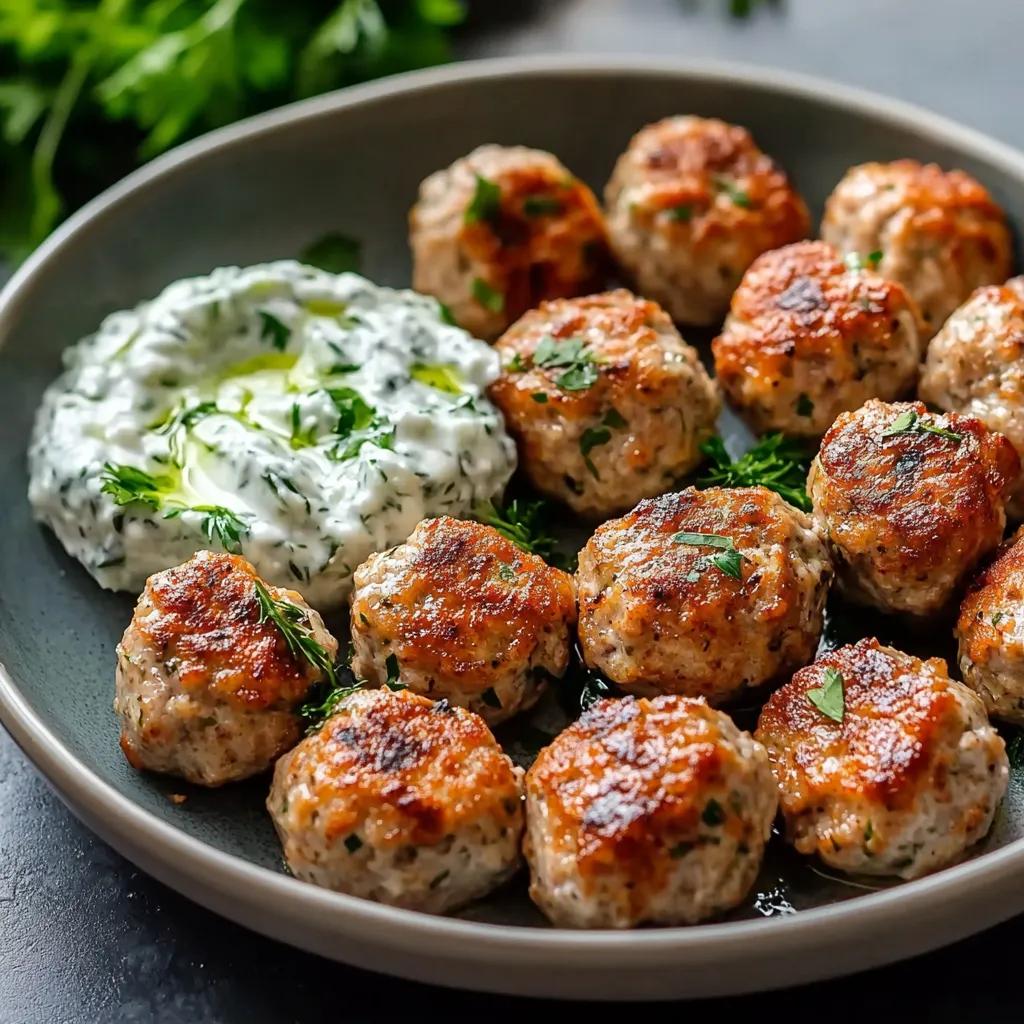 Greek Turkey Meatballs with Tzatziki
