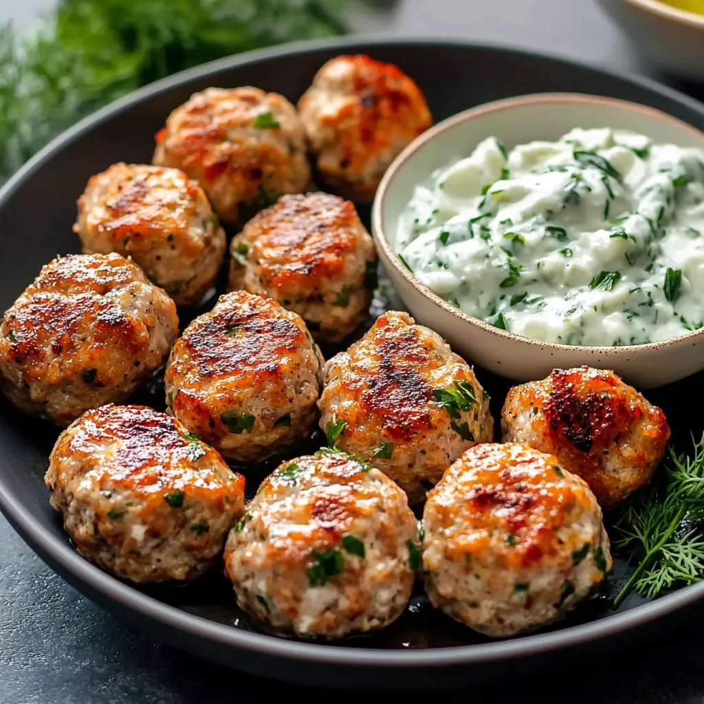 Easy Greek Turkey Meatballs with Tzatziki