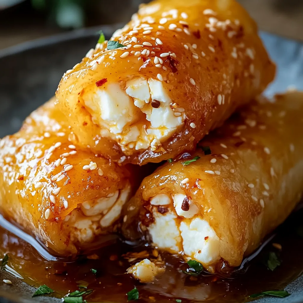 Delicious Oven Fried Feta Rolls with Chili Honey