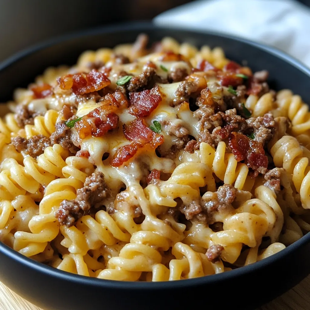 Easy Loaded Bacon Cheeseburger Pasta