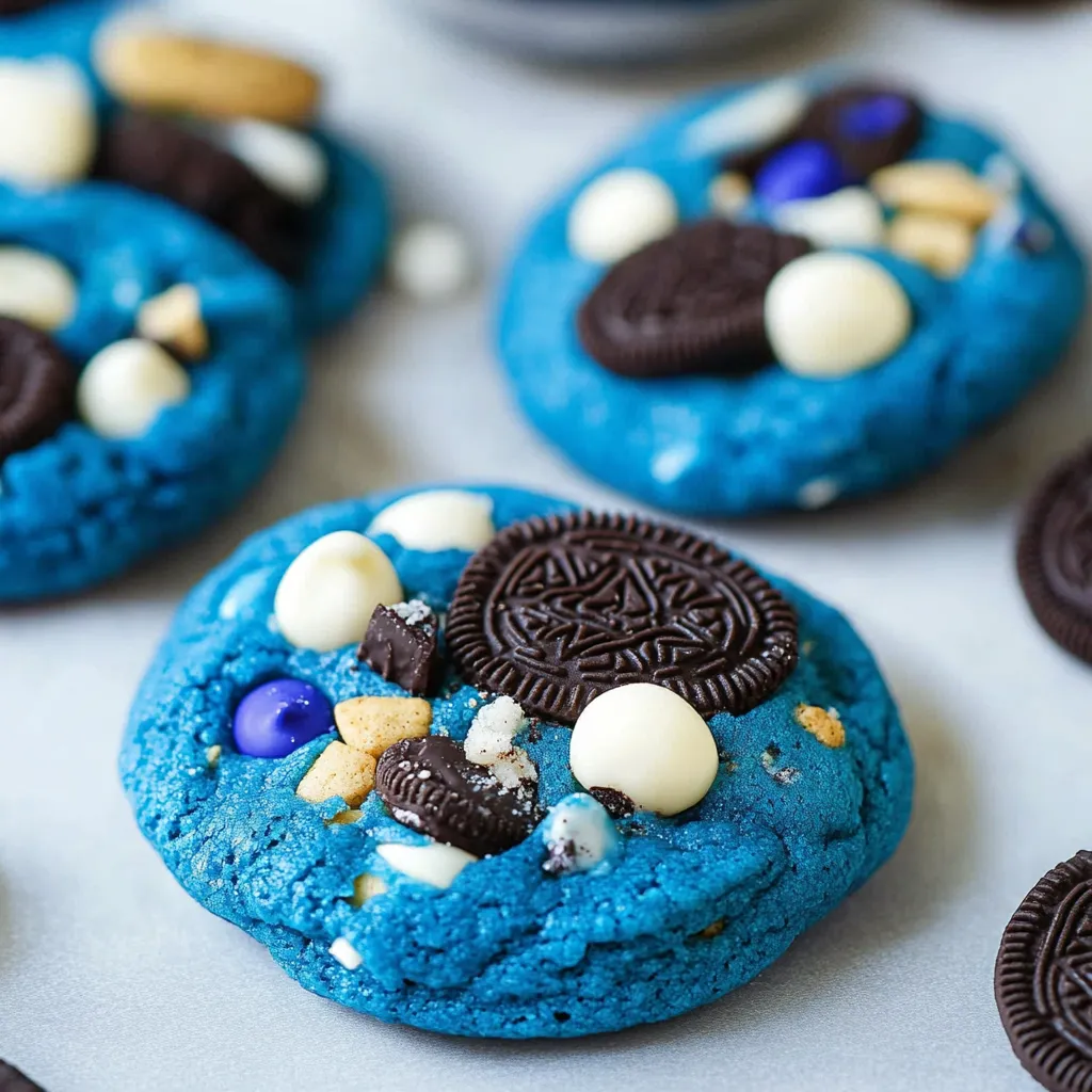 Giant blue cookie with Oreo and chocolate