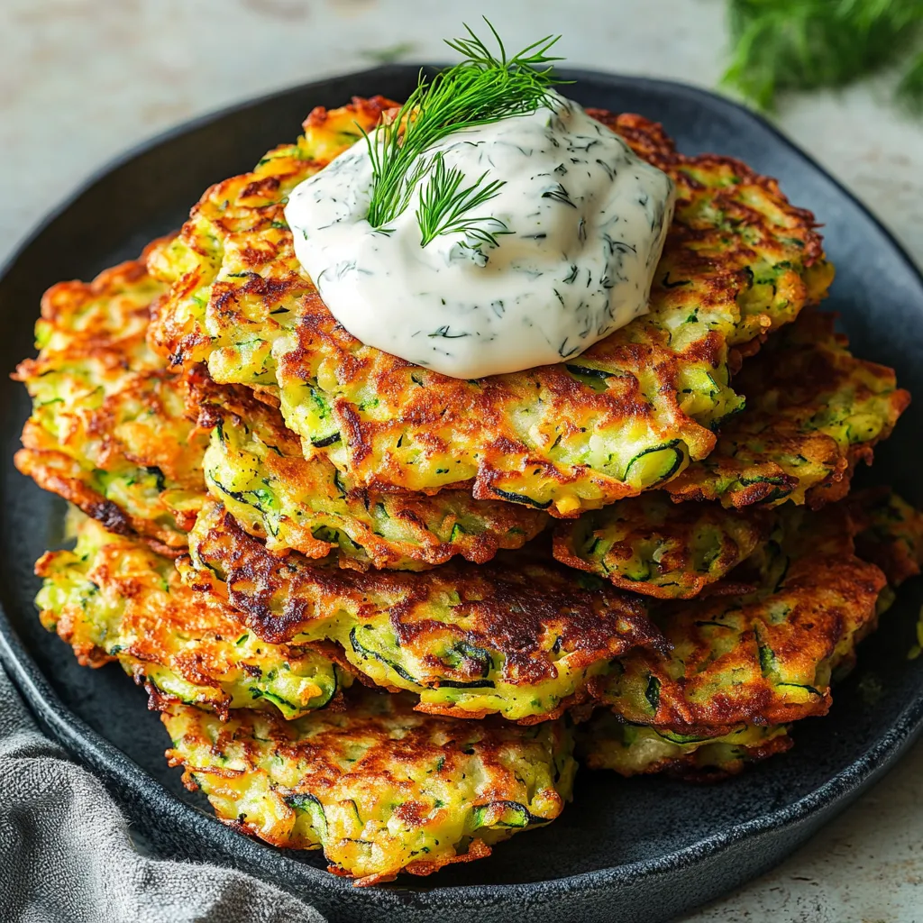 Crunchy Zucchini Patties with Cool Garlic Yogurt Dip