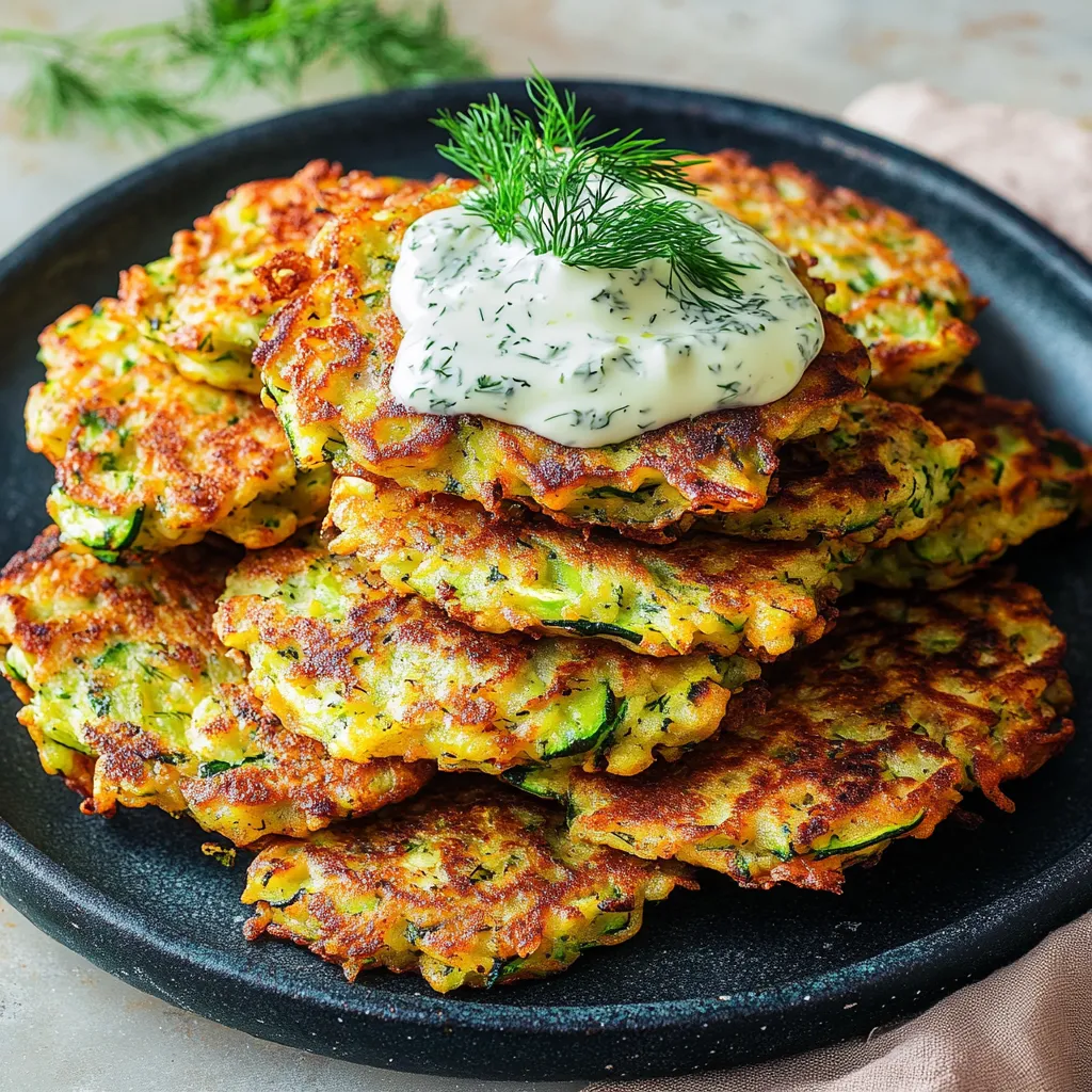Easy Zucchini Fritters with Dill Sour Cream