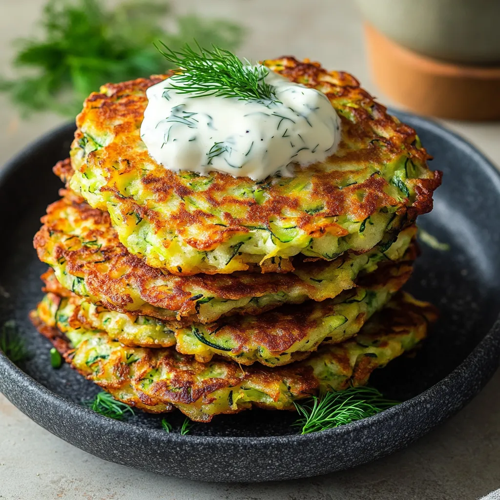 Delicious Zucchini Fritters with Dill Sour Cream