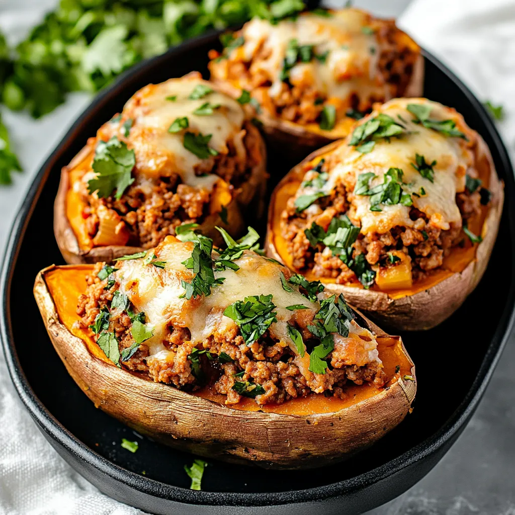 High Protein Ground Turkey Stuffed Sweet Potato