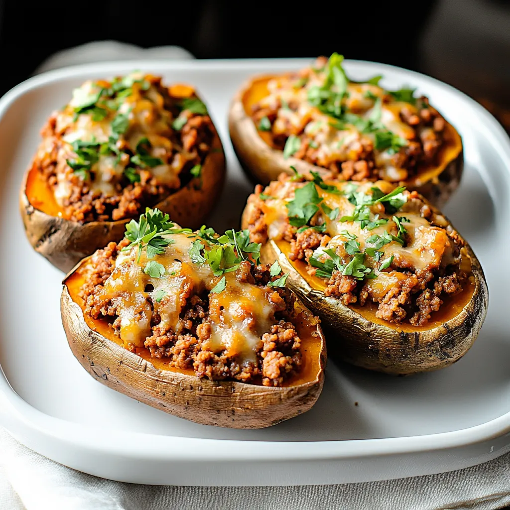 Easy High Protein Ground Turkey Stuffed Sweet Potato