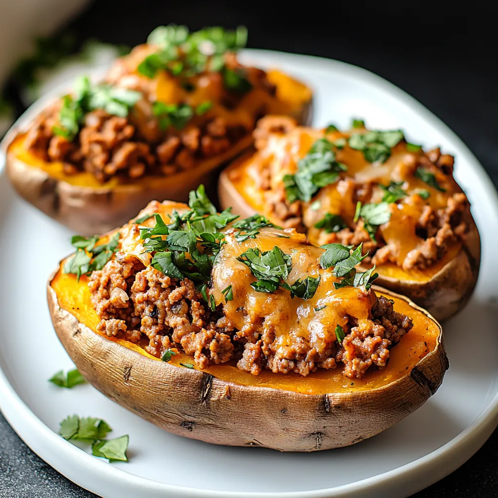Yummy High Protein Ground Turkey Stuffed Sweet Potato
