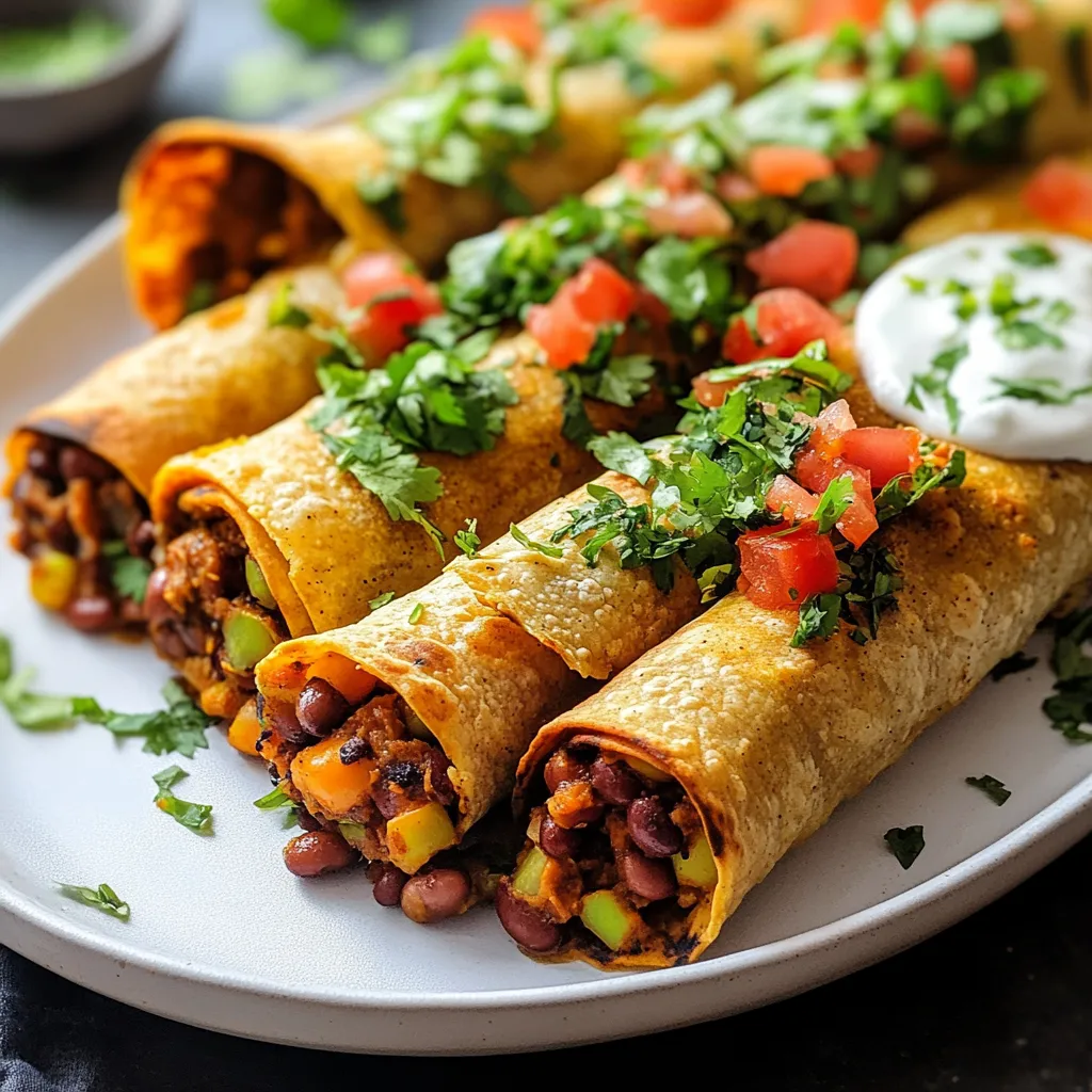 Easy Crunchy Vegan Taquitos with Spiced Beans