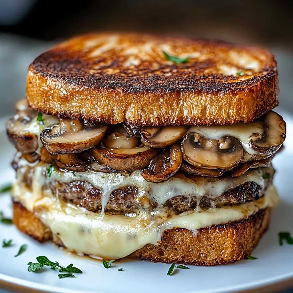 Delicious Mushroom Swiss Patty Melt