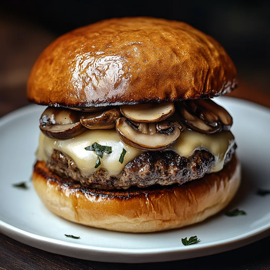 Delicious Mushroom Swiss Burger