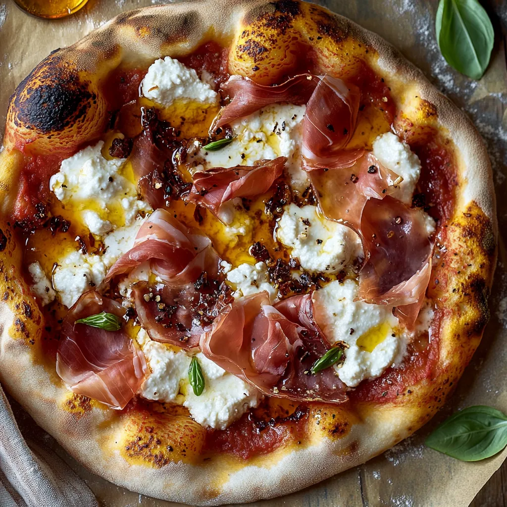 Hot Honey Pizza with Prosciutto and Ricotta