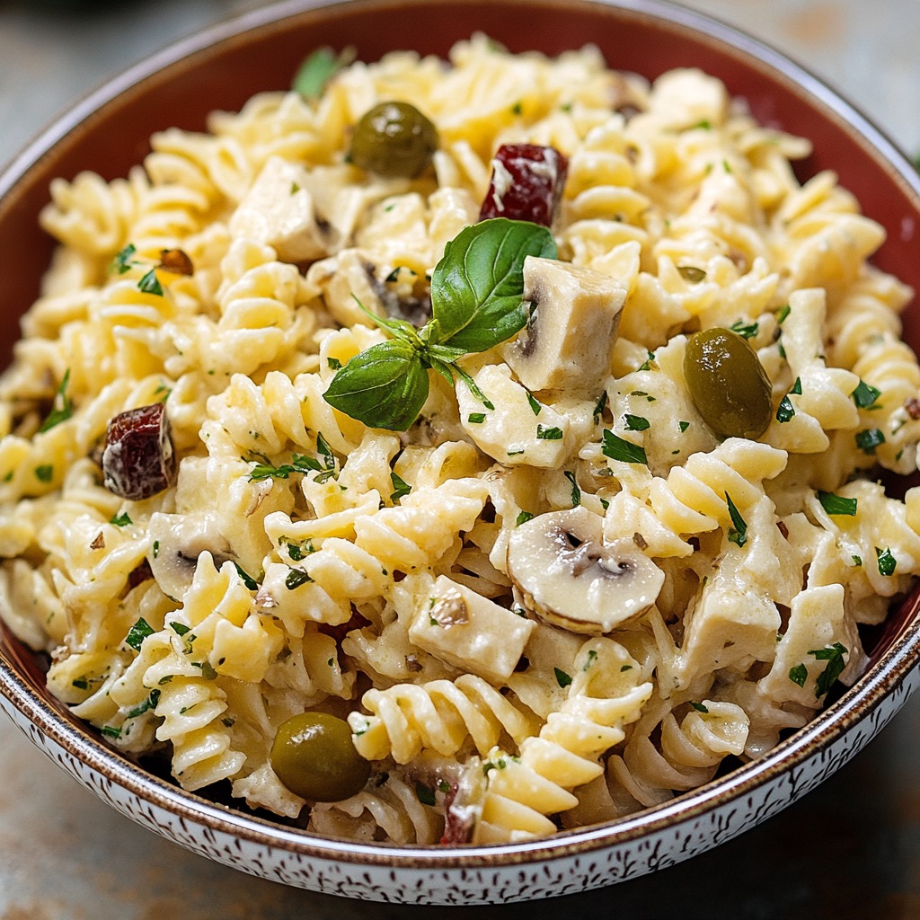 Easy Dirty Martini Pasta Salad