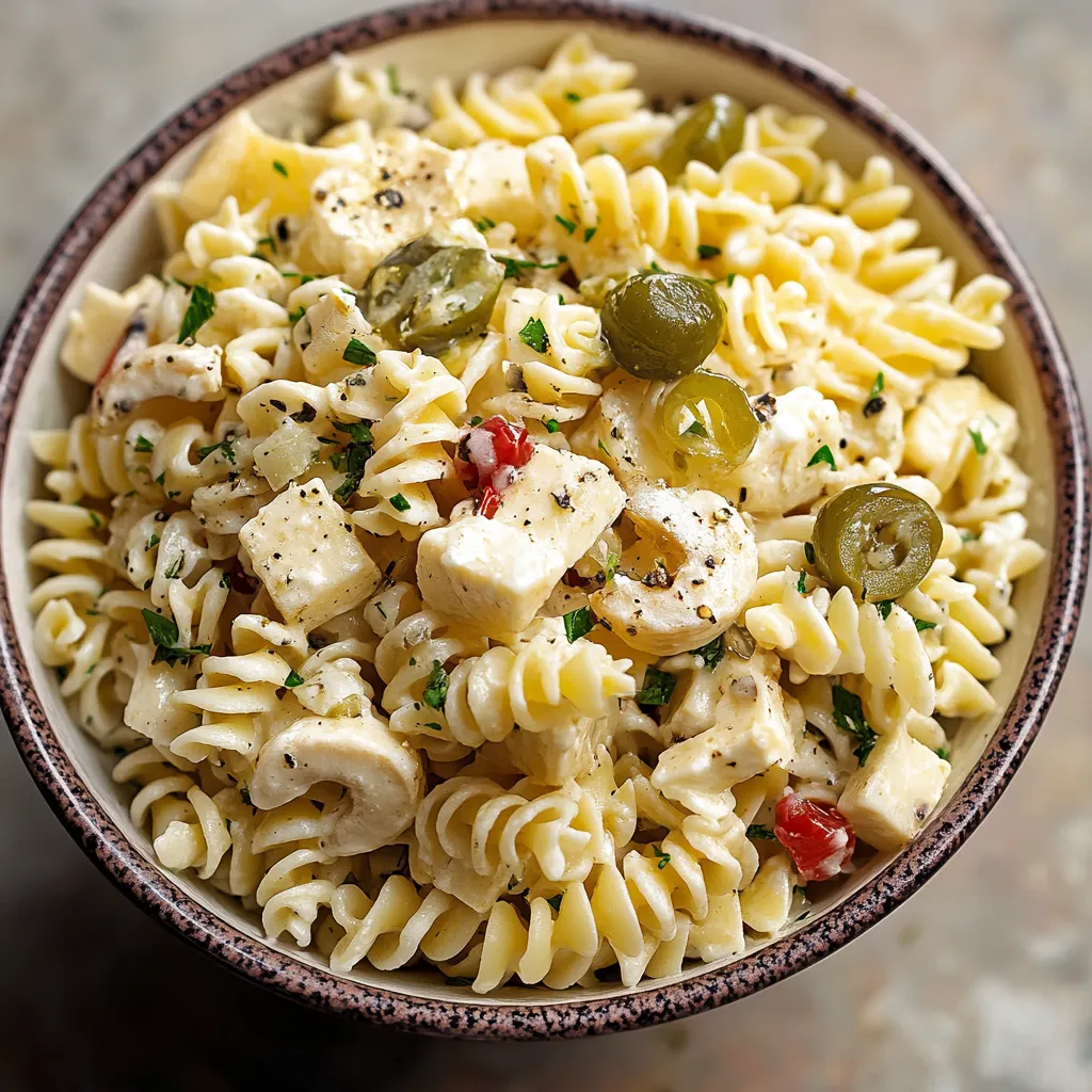 Delicious Dirty Martini Pasta Salad