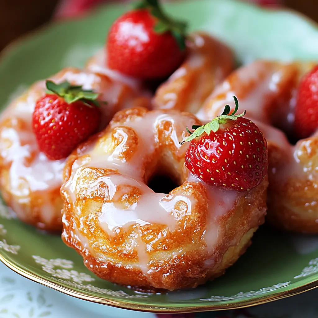 Delicious Strawberry Glazed French Crullers