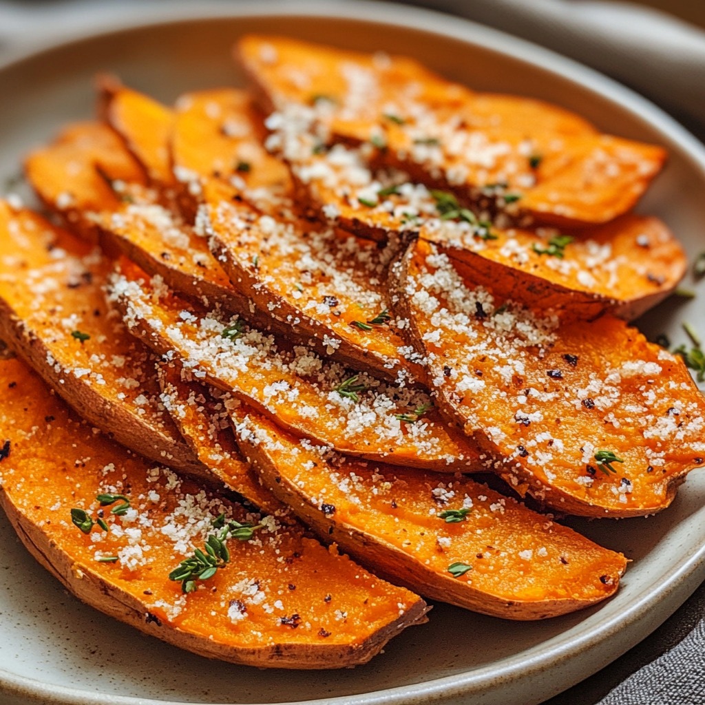 Crispy Garlic Parmesan Sweet Potatoes