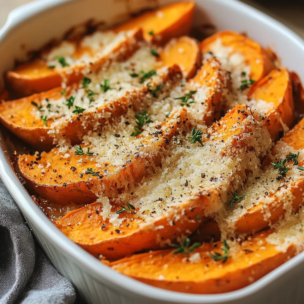 Easy Crispy Garlic Parmesan Sweet Potatoes