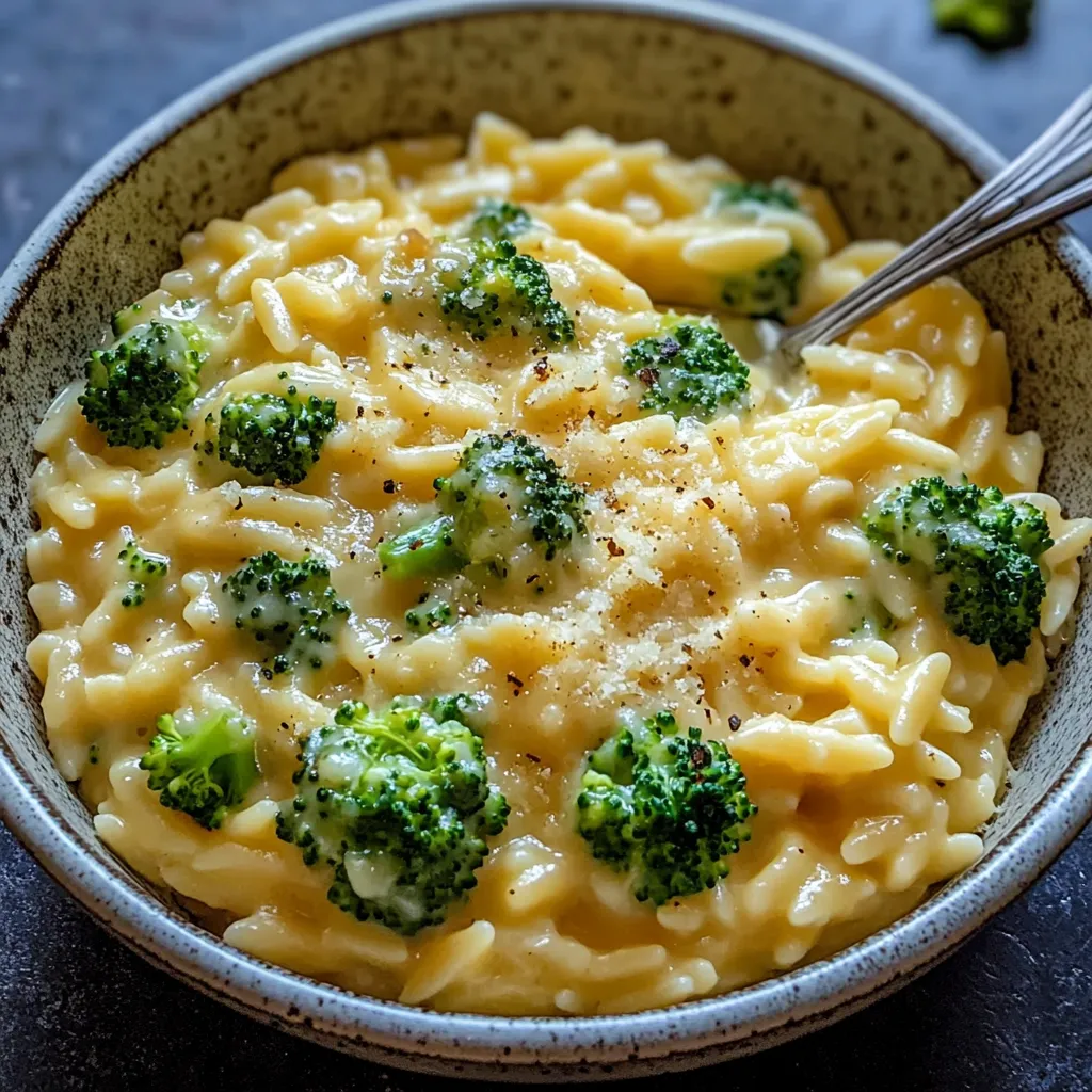 Easy Creamy One Pot Broccoli Cheddar Orzo