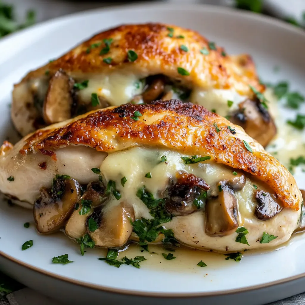 Delicious Healthy Mushroom Stuffed Chicken Breast
