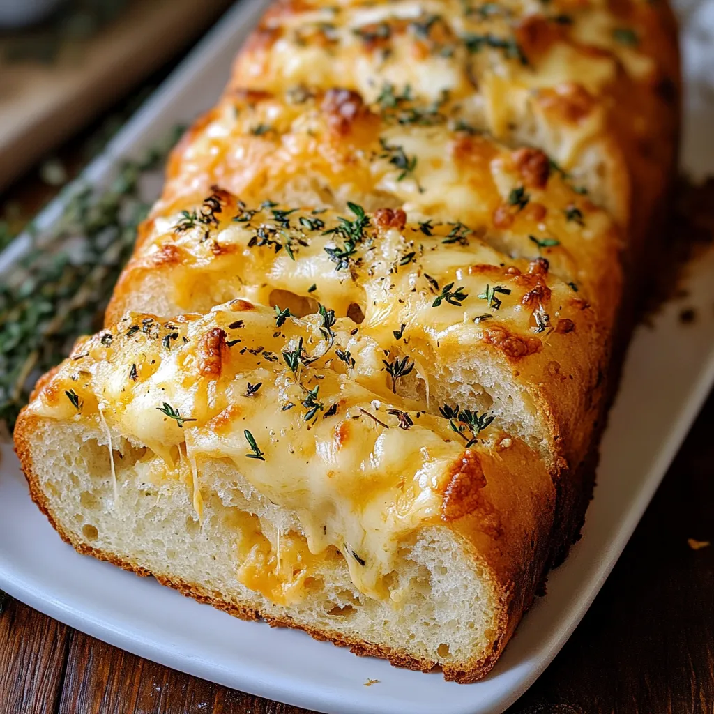 Easy Soft Garlic Herb Cheddar Cheese Bread.