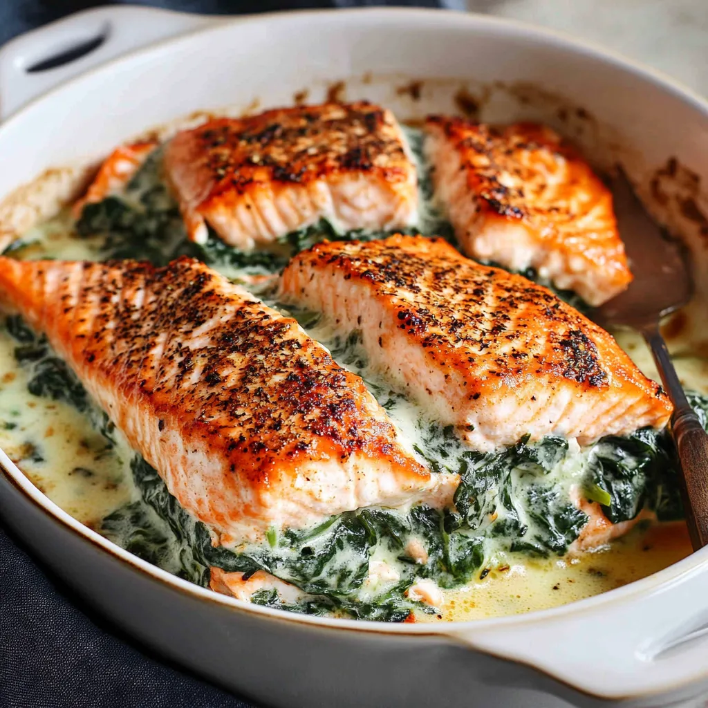 Easy Spinach Stuffed Salmon