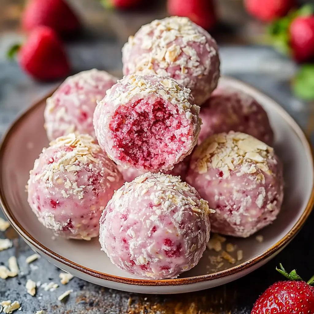 Easy Strawberry Cheesecake Protein Balls