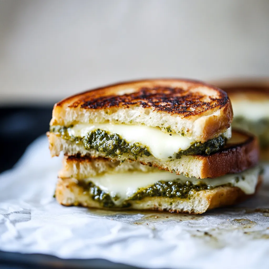 Toasty Grilled Cheese with Pesto and Mozzarella