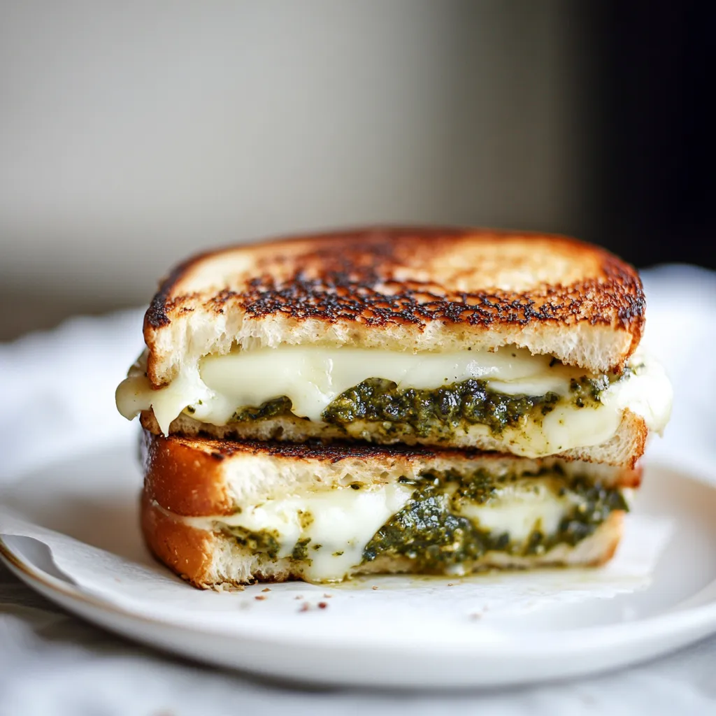 Yummy Pesto and Mozzarella Grilled Cheese Sandwich