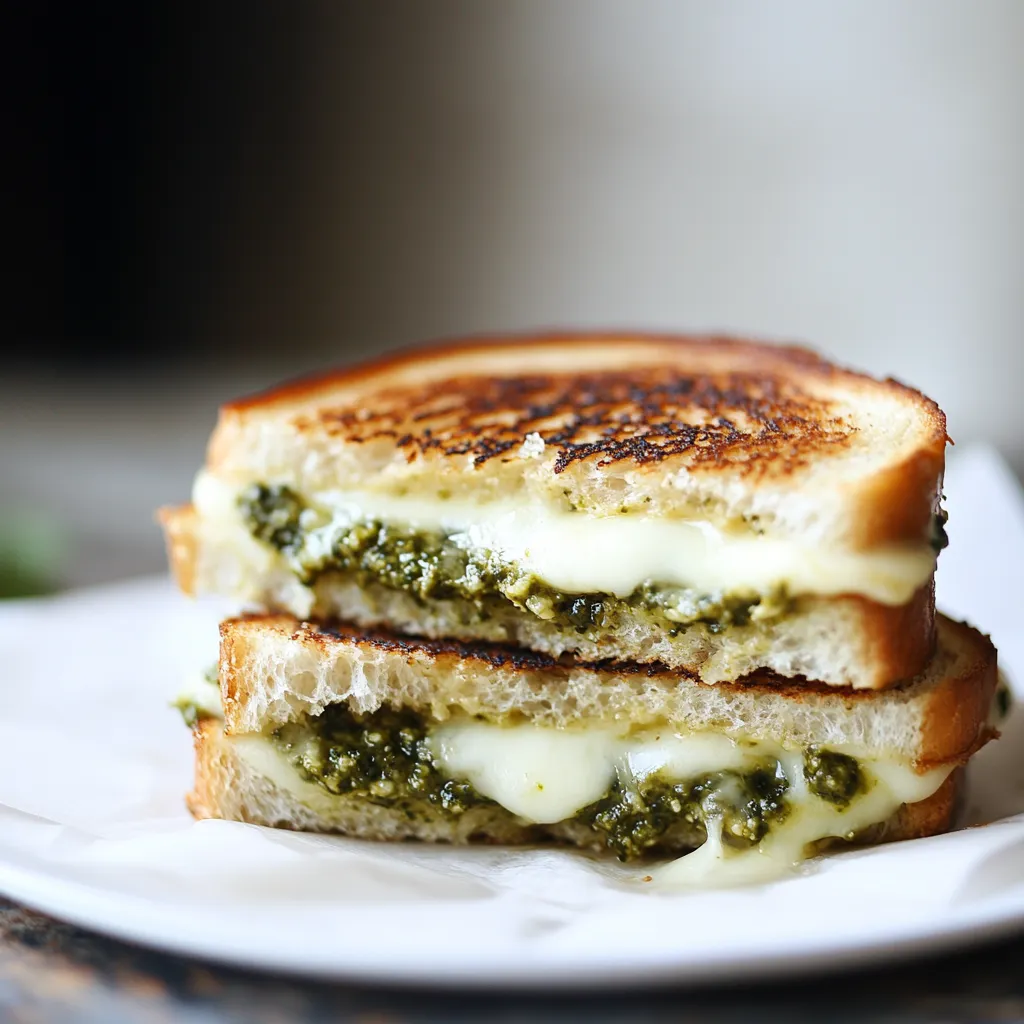 Delicious  Pesto and Mozzarella Grilled Cheese Sandwich