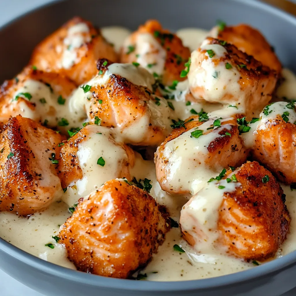 Crispy Air Fryer Salmon Bites with Creamy Garlic Sauce
