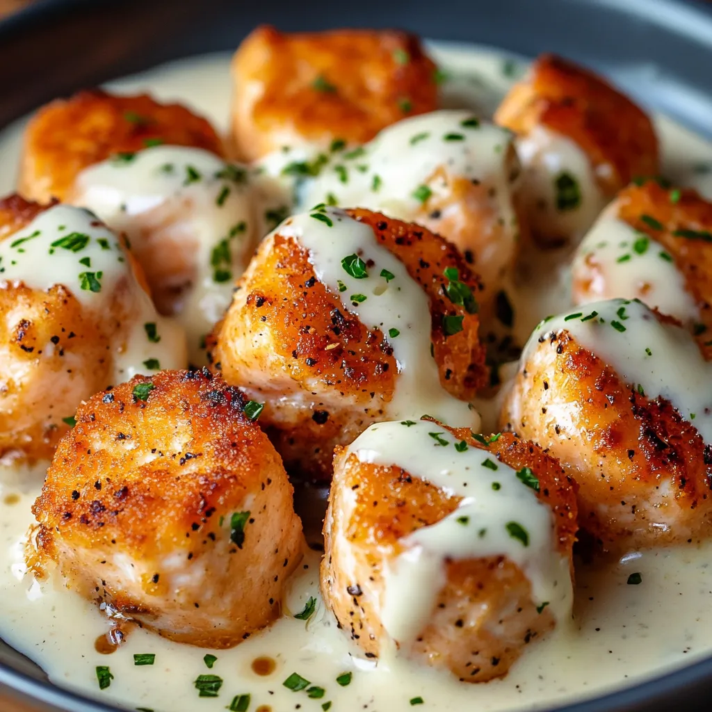 Easy Crispy Air Fryer Salmon Bites with Creamy Garlic Sauce