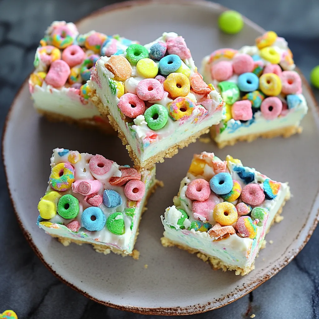 Easy No Bake Lucky Charms Cheesecake Bars