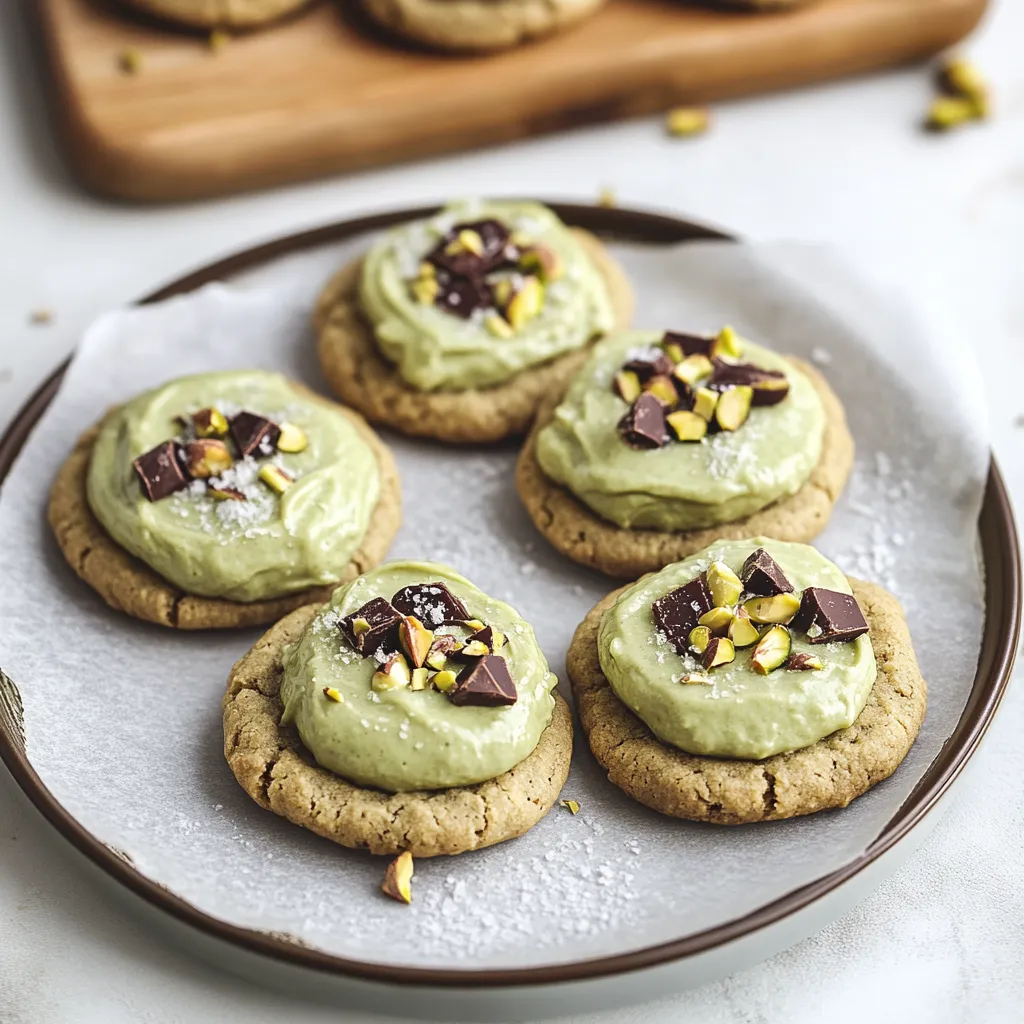 A plate of cookies with chocolate chips and almonds on top.