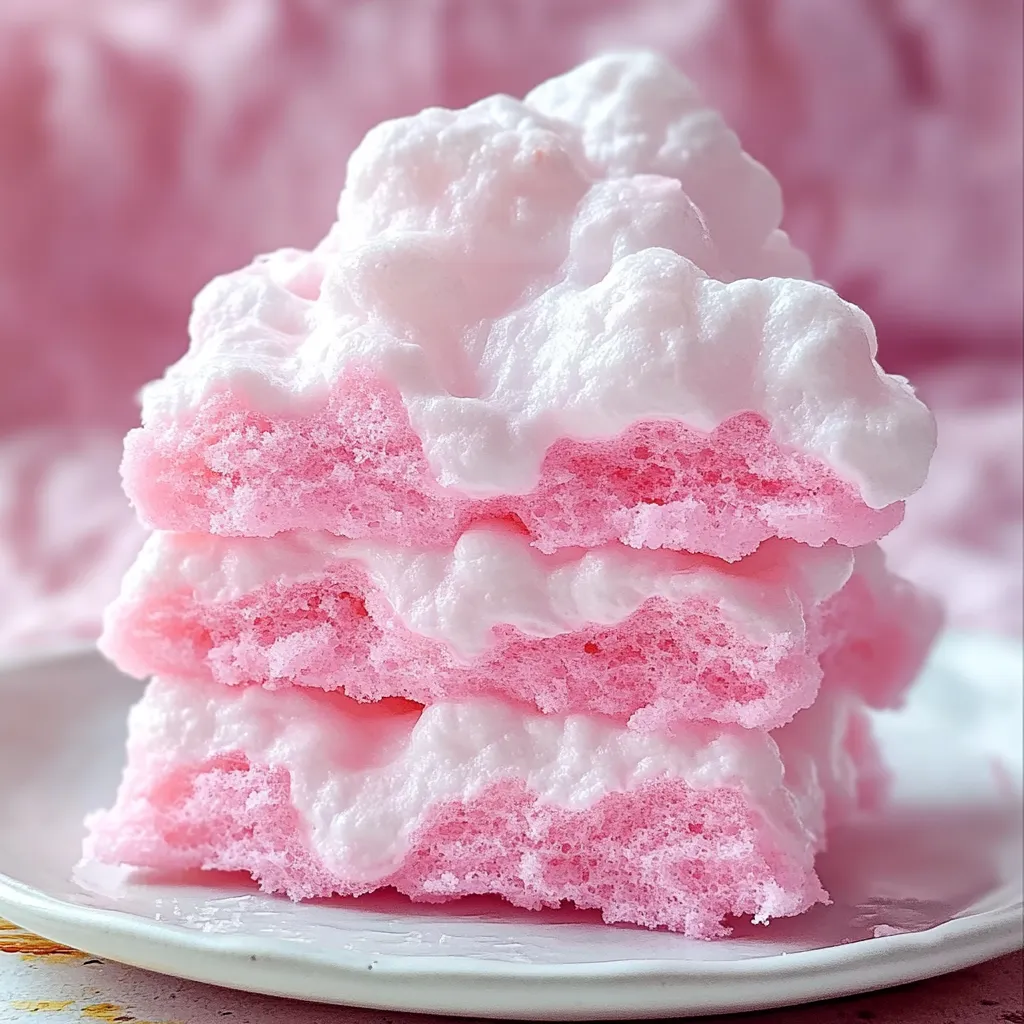 Tall pile of pink marshmallow treats ready to eat.