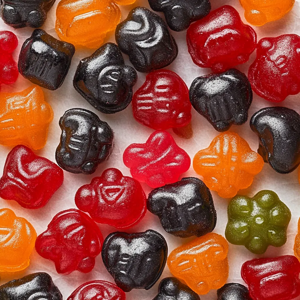 A bag of jelly beans zoomed in.