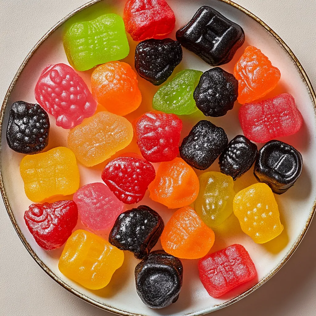 A plate with bright jelly beans.