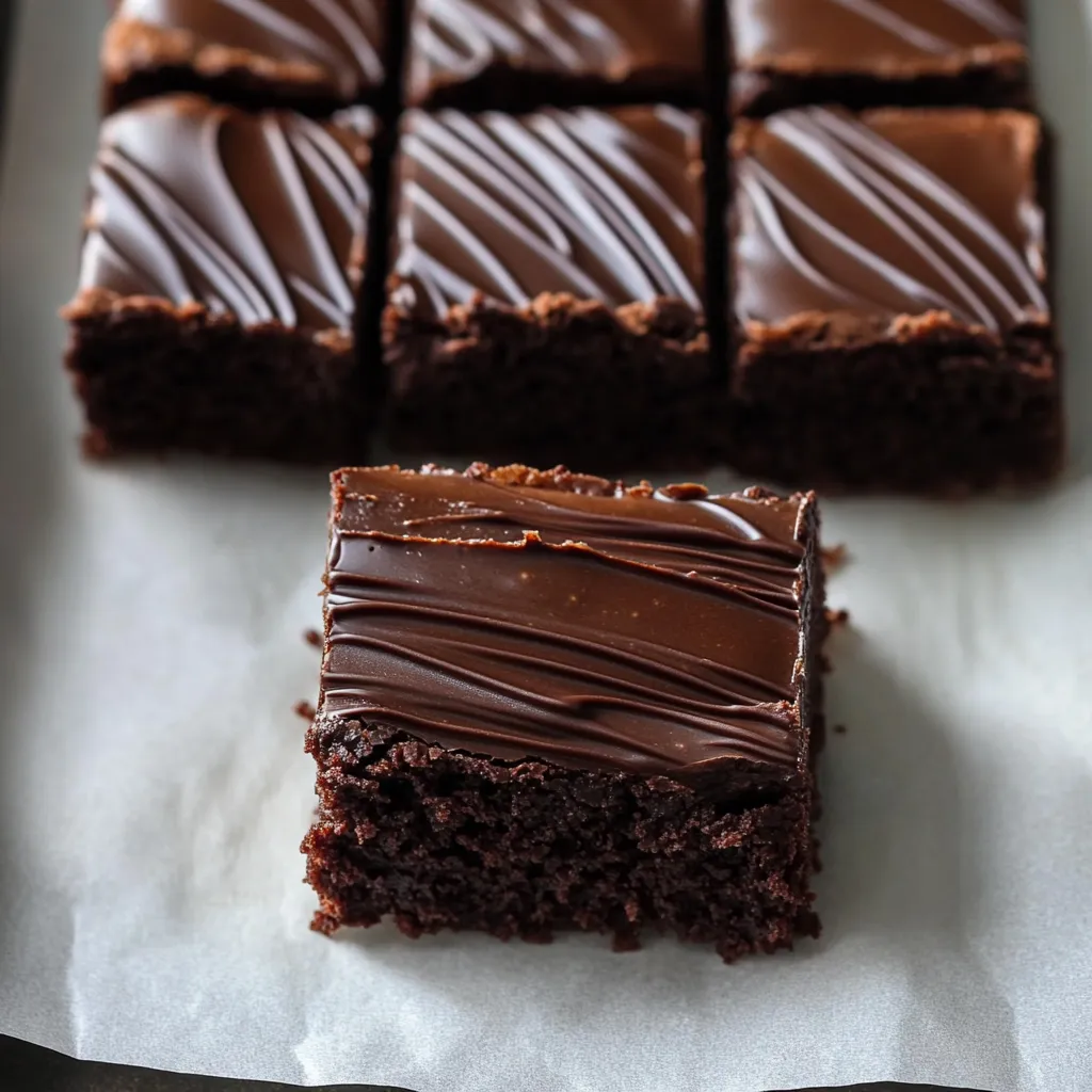 Chocolate brownie slab on a dish.