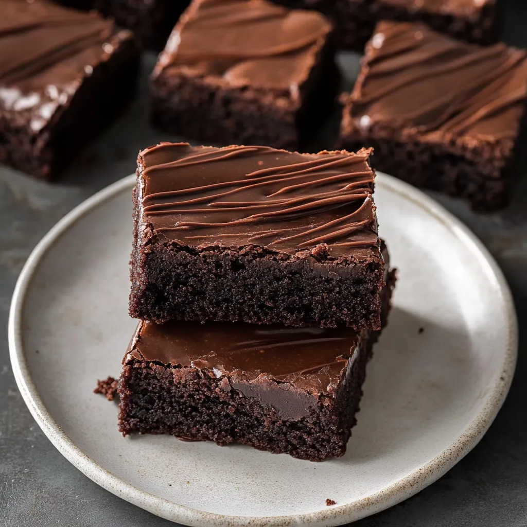 A plate loaded up with chocolate cake and frosting.
