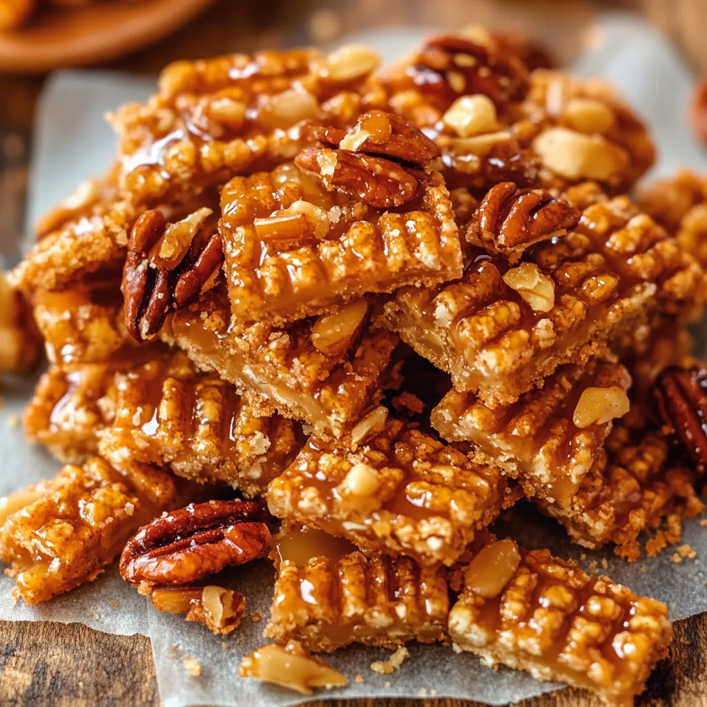 A plate holding shiny brown pecan candies.