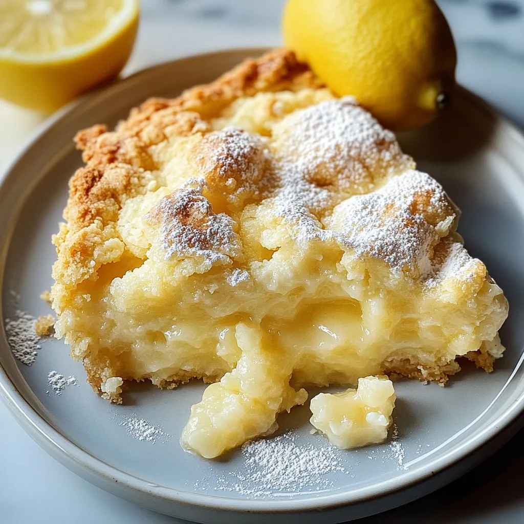 A slice of pie with powdered sugar on it.