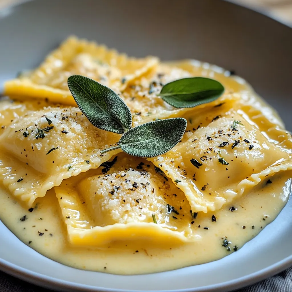 A plate of pasta with a green leaf on top.