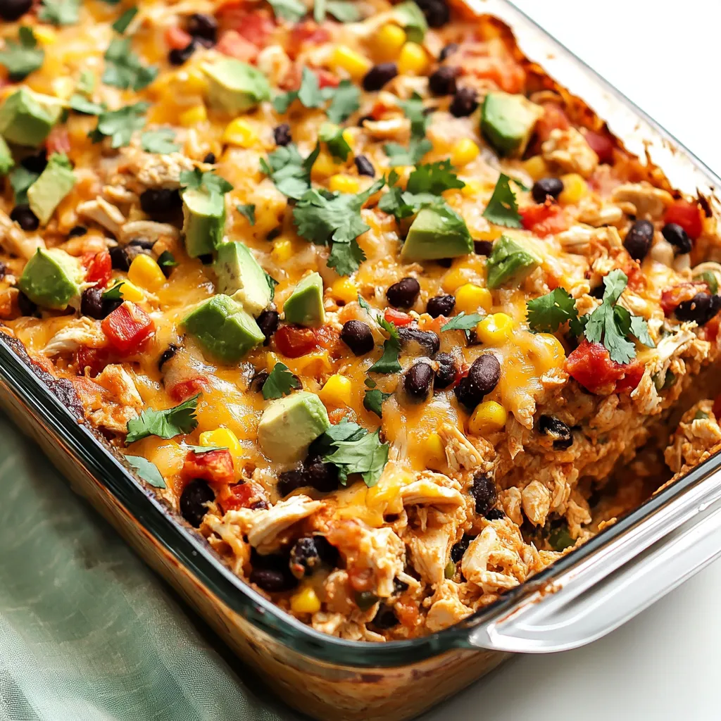 A casserole full of colorful ingredients, ready to serve.