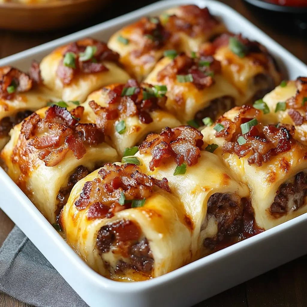 A white bowl filled with bacon wrapped meat.