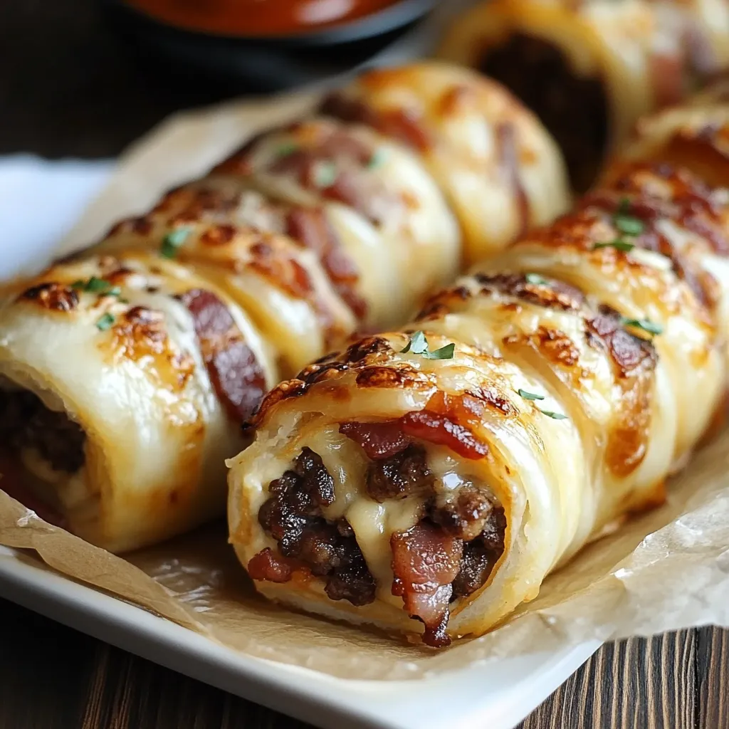 A plate of food with a meat and cheese roll.