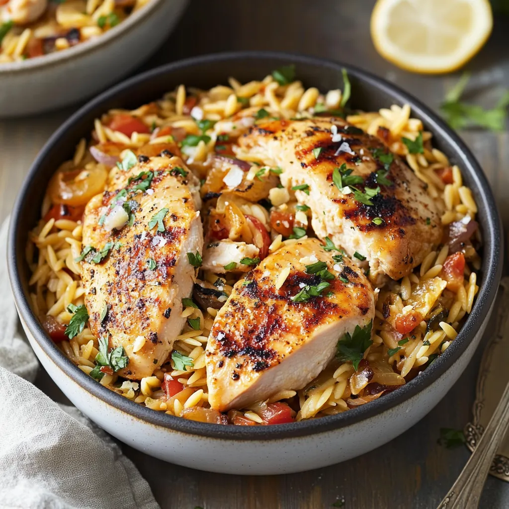 A bowl of chicken and rice.